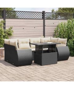 vidaXL vidaXL 7-cz. zestaw wypoczynkowy do ogrodu, z poduszkami, czarny Dārza mēbeļu komplekti