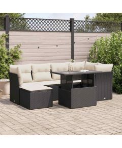 vidaXL vidaXL 7-cz. zestaw wypoczynkowy do ogrodu, z poduszkami, czarny Dārza mēbeļu komplekti