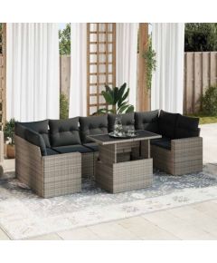 vidaXL vidaXL 8-cz. zestaw mebli ogrodowych z poduszkami, szary, polirattan Dārza mēbeļu komplekti