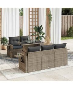 vidaXL vidaXL 6-cz. zestaw mebli ogrodowych z poduszkami, szary, polirattan Dārza mēbeļu komplekti