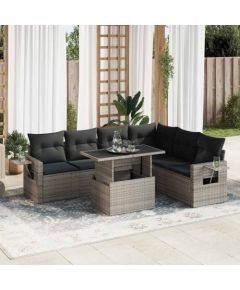 vidaXL 7-cz. zestaw wypoczynkowy do ogrodu, z poduszkami, szary Dārza mēbeļu komplekti