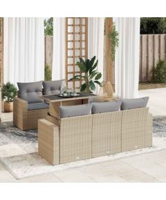 vidaXL vidaXL 6-cz. zestaw mebli ogrodowych z poduszkami, beżowy, polirattan Dārza mēbeļu komplekti