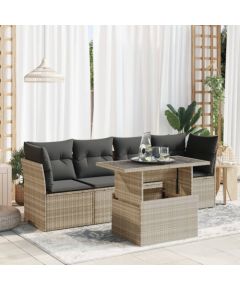 vidaXL vidaXL 5-cz. zestaw mebli do ogrodu, poduszki, jasnoszary rattan PE Dārza mēbeļu komplekti