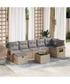 vidaXL vidaXL 8-cz. zestaw mebli ogrodowych z poduszkami, beżowy, polirattan Dārza mēbeļu komplekti