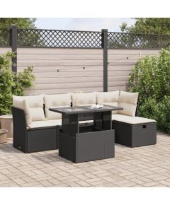 vidaXL vidaXL 6-cz. zestaw mebli ogrodowych z poduszkami, czarny polirattan Dārza mēbeļu komplekti