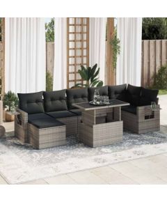 vidaXL vidaXL 8-cz. zestaw mebli ogrodowych z poduszkami, szary, polirattan Dārza mēbeļu komplekti