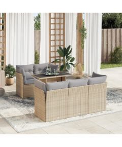 vidaXL vidaXL 6-cz. zestaw mebli ogrodowych z poduszkami, beżowy, polirattan Dārza mēbeļu komplekti