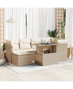 vidaXL vidaXL 7-cz. zestaw wypoczynkowy do ogrodu, z poduszkami, beżowy Dārza mēbeļu komplekti