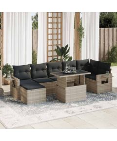 vidaXL vidaXL 8-cz. zestaw mebli ogrodowych, poduszki, jasnoszary polirattan Dārza mēbeļu komplekti