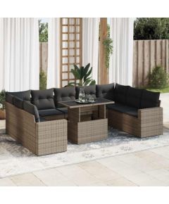 vidaXL vidaXL 10-cz. zestaw wypoczynkowy do ogrodu, z poduszkami, szary Dārza mēbeļu komplekti