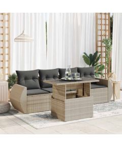 vidaXL vidaXL 5-cz. zestaw mebli do ogrodu, poduszki, jasnoszary rattan PE Dārza mēbeļu komplekti