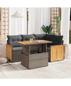 vidaXL vidaXL 5-cz. zestaw wypoczynkowy do ogrodu, poduszki polirattan akacja Dārza mēbeļu komplekti