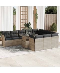 vidaXL vidaXL 11-cz. zestaw mebli ogrodowych z poduszkami, szary rattan PE Dārza mēbeļu komplekti