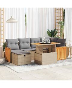 vidaXL vidaXL 8-cz. zestaw mebli ogrodowych z poduszkami, beżowy, polirattan Dārza mēbeļu komplekti