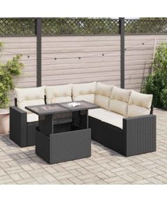 vidaXL vidaXL 6-cz. zestaw mebli ogrodowych z poduszkami, czarny polirattan Dārza mēbeļu komplekti