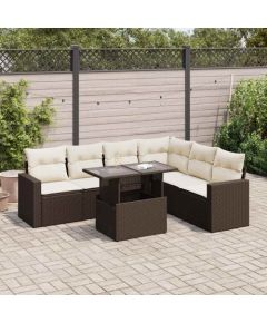 vidaXL vidaXL 7-cz. zestaw wypoczynkowy do ogrodu, z poduszkami, brązowy Dārza mēbeļu komplekti