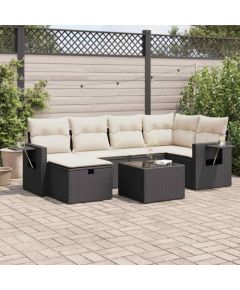 vidaXL vidaXL 7-cz. zestaw wypoczynkowy do ogrodu, z poduszkami, czarny Dārza mēbeļu komplekti