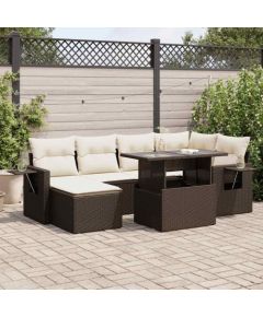 vidaXL vidaXL 7-cz. zestaw wypoczynkowy do ogrodu, z poduszkami, brązowy Dārza mēbeļu komplekti