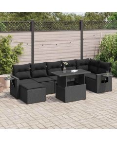 vidaXL vidaXL 8-cz. zestaw wypoczynkowy do ogrodu, z poduszkami, czarny Dārza mēbeļu komplekti