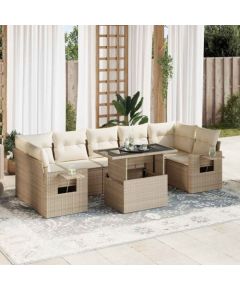 vidaXL vidaXL 8-cz. zestaw mebli ogrodowych z poduszkami, beżowy, polirattan Dārza mēbeļu komplekti