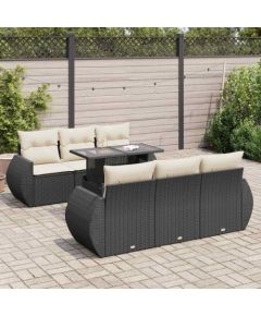 vidaXL vidaXL 7-cz. zestaw wypoczynkowy do ogrodu, z poduszkami, czarny Dārza mēbeļu komplekti