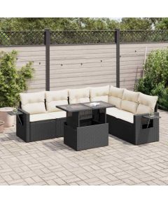 vidaXL vidaXL 7-cz. zestaw wypoczynkowy do ogrodu, z poduszkami, czarny Dārza mēbeļu komplekti