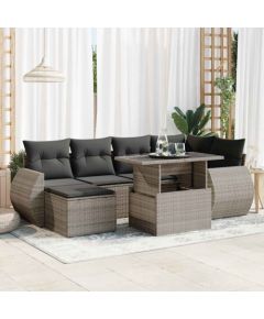 vidaXL vidaXL 7-cz. zestaw wypoczynkowy do ogrodu, z poduszkami, szary Dārza mēbeļu komplekti