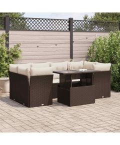 vidaXL vidaXL 7-cz. zestaw wypoczynkowy do ogrodu, z poduszkami, brązowy Dārza mēbeļu komplekti