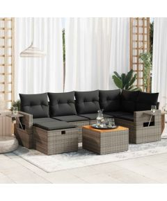 vidaXL vidaXL 7-cz. zestaw wypoczynkowy do ogrodu, z poduszkami, szary Dārza mēbeļu komplekti