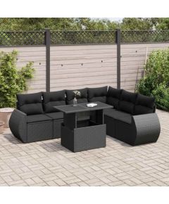vidaXL vidaXL 7-cz. zestaw wypoczynkowy do ogrodu, z poduszkami, czarny Dārza mēbeļu komplekti