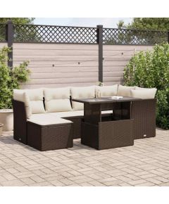 vidaXL vidaXL 7-cz. zestaw wypoczynkowy do ogrodu, z poduszkami, brązowy Dārza mēbeļu komplekti