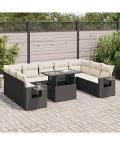 vidaXL vidaXL 10-cz. zestaw wypoczynkowy do ogrodu, z poduszkami, czarny Dārza mēbeļu komplekti