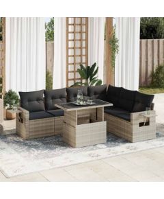 vidaXL vidaXL 7-cz. zestaw wypoczynkowy do ogrodu, z poduszkami, jasnoszary Dārza mēbeļu komplekti