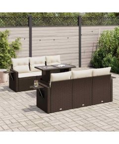 vidaXL vidaXL 7-cz. zestaw wypoczynkowy do ogrodu, z poduszkami, brązowy Dārza mēbeļu komplekti