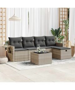 vidaXL vidaXL 6-cz. zestaw mebli ogrodowych, z poduszkami, jasnoszary Dārza mēbeļu komplekti