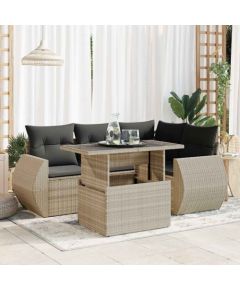 vidaXL vidaXL 5-cz. zestaw mebli do ogrodu, poduszki, jasnoszary rattan PE Dārza mēbeļu komplekti