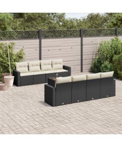 vidaXL 9-cz. zestaw wypoczynkowy do ogrodu, z poduszkami, czarny Dārza mēbeļu komplekti