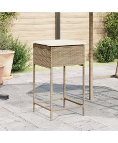 vidaXL Ogrodowe stołki barowe z poduszkami, 2 szt., beżowe, polirattan Virtuves krēsli