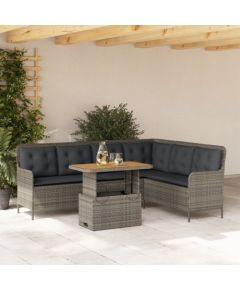 vidaXL 2-częściowa sofa ogrodowa z poduszkami, szara, polirattan Dārza mēbeļu komplekti