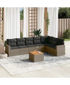 vidaXL 8-cz. zestaw mebli ogrodowych z poduszkami, szary, polirattan Dārza mēbeļu komplekti