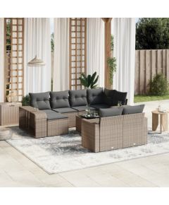 vidaXL 11-cz. zestaw mebli ogrodowych z poduszkami, szary rattan PE Dārza mēbeļu komplekti