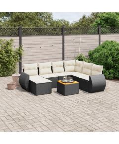 vidaXL 8-cz. zestaw wypoczynkowy do ogrodu, z poduszkami, czarny Dārza mēbeļu komplekti