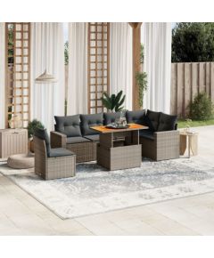 vidaXL 7-cz. zestaw wypoczynkowy do ogrodu, z poduszkami, szary Dārza mēbeļu komplekti