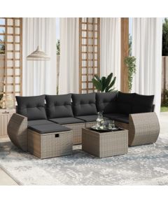 vidaXL 7-cz. zestaw wypoczynkowy do ogrodu, z poduszkami, szary Dārza mēbeļu komplekti