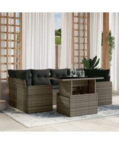 vidaXL 7-cz. zestaw wypoczynkowy do ogrodu, z poduszkami, szary Dārza mēbeļu komplekti