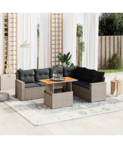 vidaXL 7-cz. zestaw wypoczynkowy do ogrodu, z poduszkami, szary Dārza mēbeļu komplekti