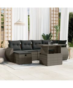 vidaXL 7-cz. zestaw wypoczynkowy do ogrodu, z poduszkami, szary Dārza mēbeļu komplekti