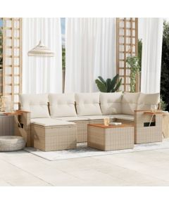 vidaXL 7-cz. zestaw wypoczynkowy do ogrodu, z poduszkami, beżowy Dārza mēbeļu komplekti