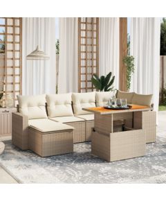 vidaXL 7-cz. zestaw wypoczynkowy do ogrodu, z poduszkami, beżowy Dārza mēbeļu komplekti