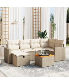 vidaXL 7-cz. zestaw wypoczynkowy do ogrodu, z poduszkami, beżowy Dārza mēbeļu komplekti